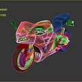 Red Sporty Motorcycle with Sleek Aerodynamic Design Black Seat and Modern Headlights