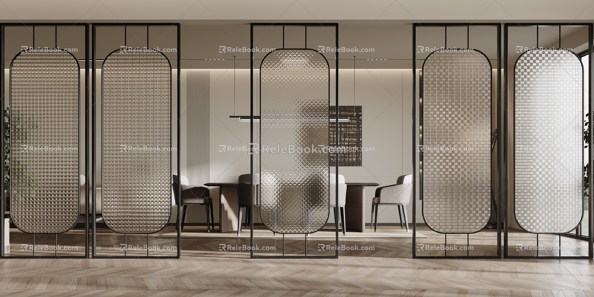 Modern partition glass partition 3d model