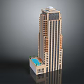 Modern Tall Building Design With Balconies Roof Structure And Ground Floor Pool