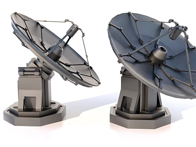 Heavy Duty Industrial Equipment Satellite Dish With Reinforced Metal Frame And Stable Mounting Base 3d model