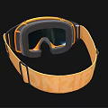 Orange And Black Ski Goggles With Tinted Lens And Adjustable Strap 3d model