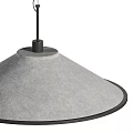 Three Contemporary Pendant Lights With Gray Conical Fabric Shades For Home Interior