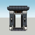 Traditional Entrance Gate Featuring Black Roof White Pillars And Central Doorway