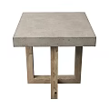 Minimalist Side Table With Concrete Top And Natural Wooden Legs Design