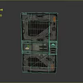 Industrial Metal Gate With Grille Panels Control Panel Orange Indicators And Gray Finish