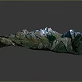 Scenic Mountain Landscape With 3D Terrain Green Vegetation And Snow Capped Peaks