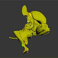 Green Skinned Witch Wearing Purple Hat And Outfit Riding Broomstick With Orange Head