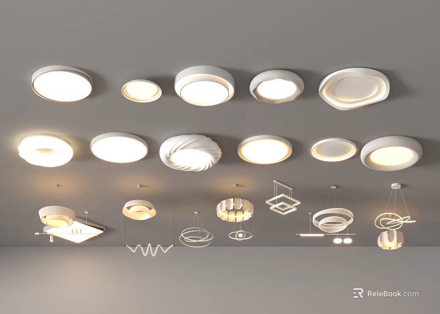 Modern Ceiling Lights With Various Designs And Shapes For Interior 3d model 