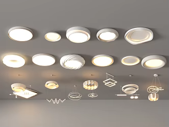 Ceiling Lamp Living Room Main Lamp Cream Fengyun Duo Square Dining Room Lamp Bedroom Lamps Combination Chandelier Nordic 3d model