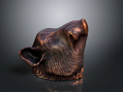 Artistic Brass Animal Head Sculpture With Intricate Texture For Home Decor 3d model