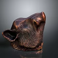 Artistic Brass Animal Head Sculpture With Intricate Texture For Home Decor