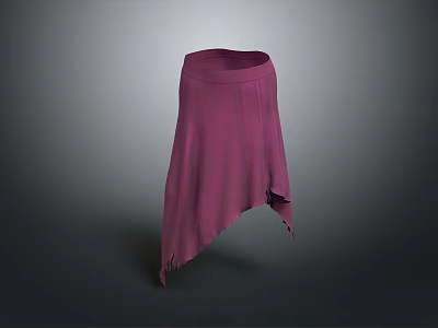 Elegant Pink Asymmetrical Hem Skirt With Soft Fabric And Flowy Design 3d model