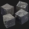 Four Gray Natural Stone Cubes With Rough Surface On Black Background 3d model
