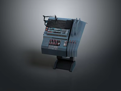 Electronic Control Console With Buttons Knobs And Industrial Operation Panel 3d model