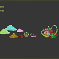 Whimsical Fantasy Playground Scene With Pink Clouds Ferris Wheel Carousel And Colorful Elements