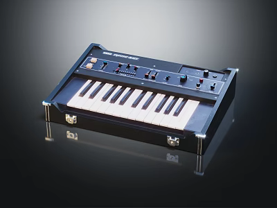 Professional Electronic Keyboard Synthesizer With Black Case Control Panel Knobs And Piano Keys 3d model