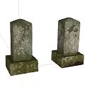 Two Weathered Stone Pillars With Pedestal Base And Rustic Surface Design