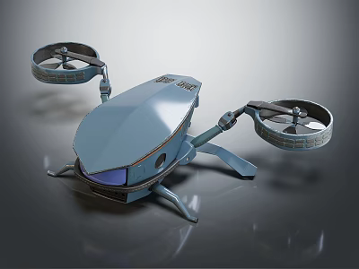 Blue Modern Flying Drone With Dual Propellers Streamlined Body And Sturdy Landing Gear 3d model