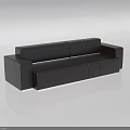 Modern Black Leather Three Seater Sofa Interior Design With Clean Lines 3d model