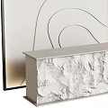 Modern Shop Front Desk With Your Logo On White Background Wavy Line Design Textured Countertop