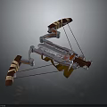 Red And White Crossbow Weapon With Wooden Metal Parts And Elaborate Design
