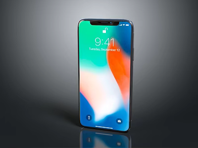Modern Smartphone With Colorful Gradient Screen Display Showing Time 9:41 And Date 3d model