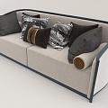 Chinese-style multi-person sofa 3d model