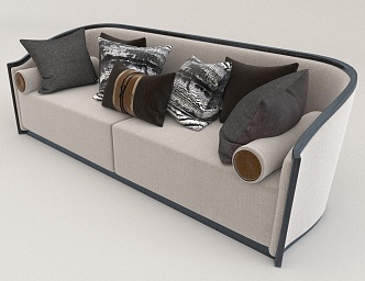 Chinese-style multi-person sofa 3d model