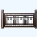 Black Ornamental Railings With Decorative Patterns Vertical Bars And Carved Posts 3d model