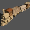 Wooden Toy Train With Carriages Wheels Chimney And Natural Wood Design