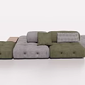 Gray and Green Modular Sectional Sofa With Plaid Cushions and Soft Upholstery