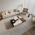 Modern Living Room Sofa Coffee Table Set With Beige Fabric And Wood Marble Top
