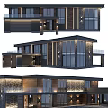 Modern Detached House Exterior Design With Wood Stone Siding Large Windows And Balcony