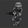 Biomechanical Robot Character With White Red Armor And Weapon Systems