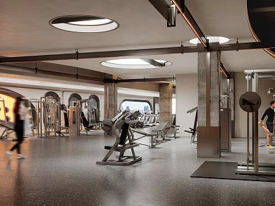 Modern Gym With Various Fitness Equipment And Spacious Workout Area 3d model