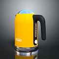 Delonghi Yellow Electric Kettle With Transparent Lid Black Handle And Silver Base