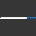 Traditional Decorative Sword Featuring Blue Hilt And Shiny Silver Sharp Blade Design 3d model