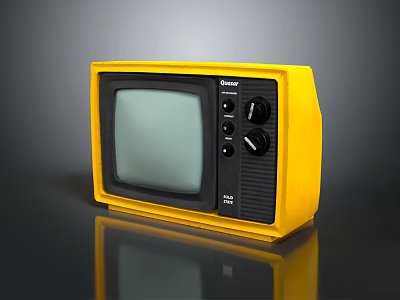 Vintage Yellow Retro Television with Classic Screen and Control Knobs 3d model