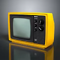 Vintage Yellow Retro Television with Classic Screen and Control Knobs 3d model