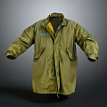 Olive Green Long Coat With Yellow Lining And Front Pockets For Casual Wear