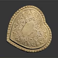 Ornate Golden Heart Shaped Box With Intricate Patterns For Jewelry Storage