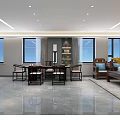 Modern Office Interior Design With Glass Partition Large Windows And Conference Furniture