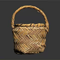 Practical Handwoven Wicker Basket With Sturdy Handle And Braided Texture For Daily Use