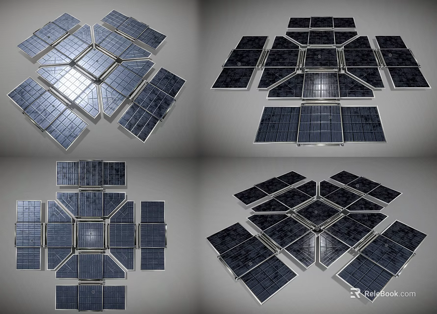 Industrial Solar Panels With Various Arrangement Layouts For Industrial Energy Projects 3d model 