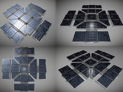 Industrial Solar Panels With Various Arrangement Layouts For Industrial Energy Projects 3d model