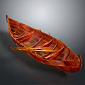 Traditional Red Wooden Water Transport Boat With Wooden Paddle And Classic Design