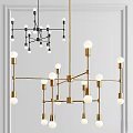 Modern Chandelier Design With Gold Metal Frame And Globe Light Bulbs