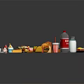 Assorted Foods Collection Featuring Desserts Bread Sandwiches Hot Dogs Pizza And Drinks