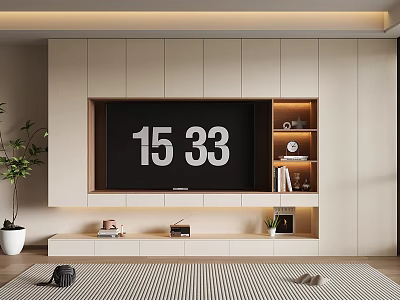 Modern White TV Cabinet With Built in TV Storage Shelves And LED Lighting 3d model