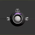 Futuristic Space Rocket with Purple Cockpit and Blue Thrusters in Gray Body for Space Exploration